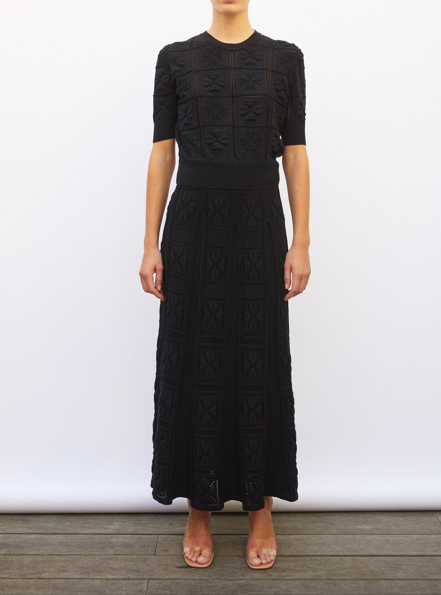 Molli Elixir Knit Top with Embossed Clover Motif