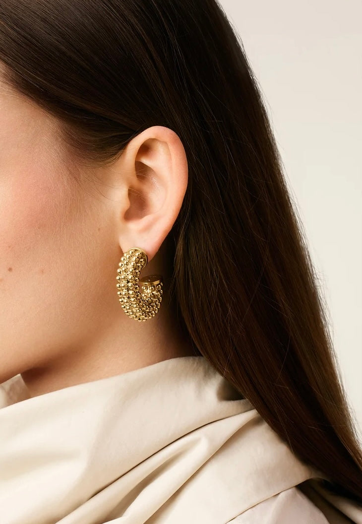 Ami Gold Brass Pearl Earrings