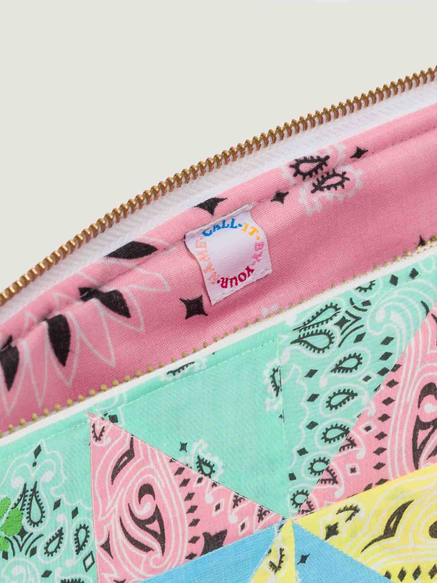 Call it by your name Zipped Quilted Pouch - Patchwork