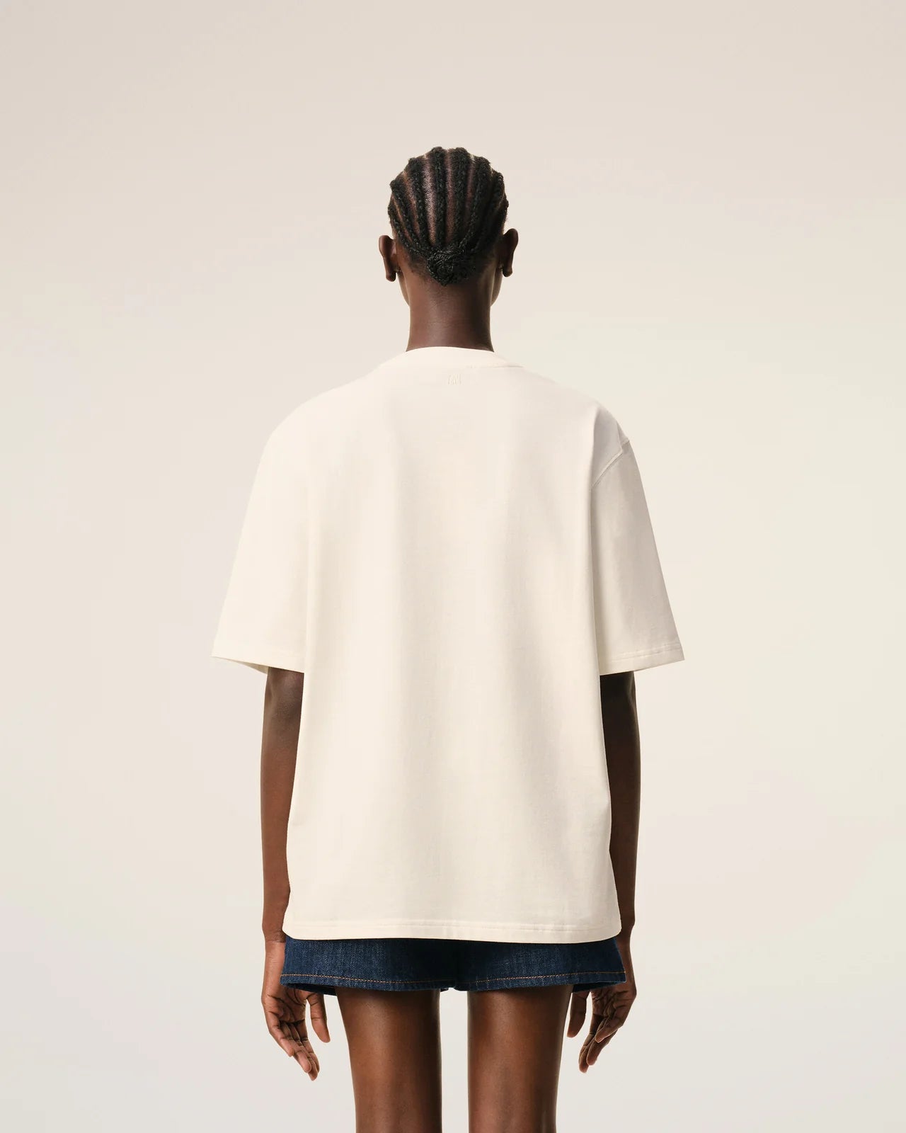 Ami White Cotton Ami de Coeur Embossed T-Shirt