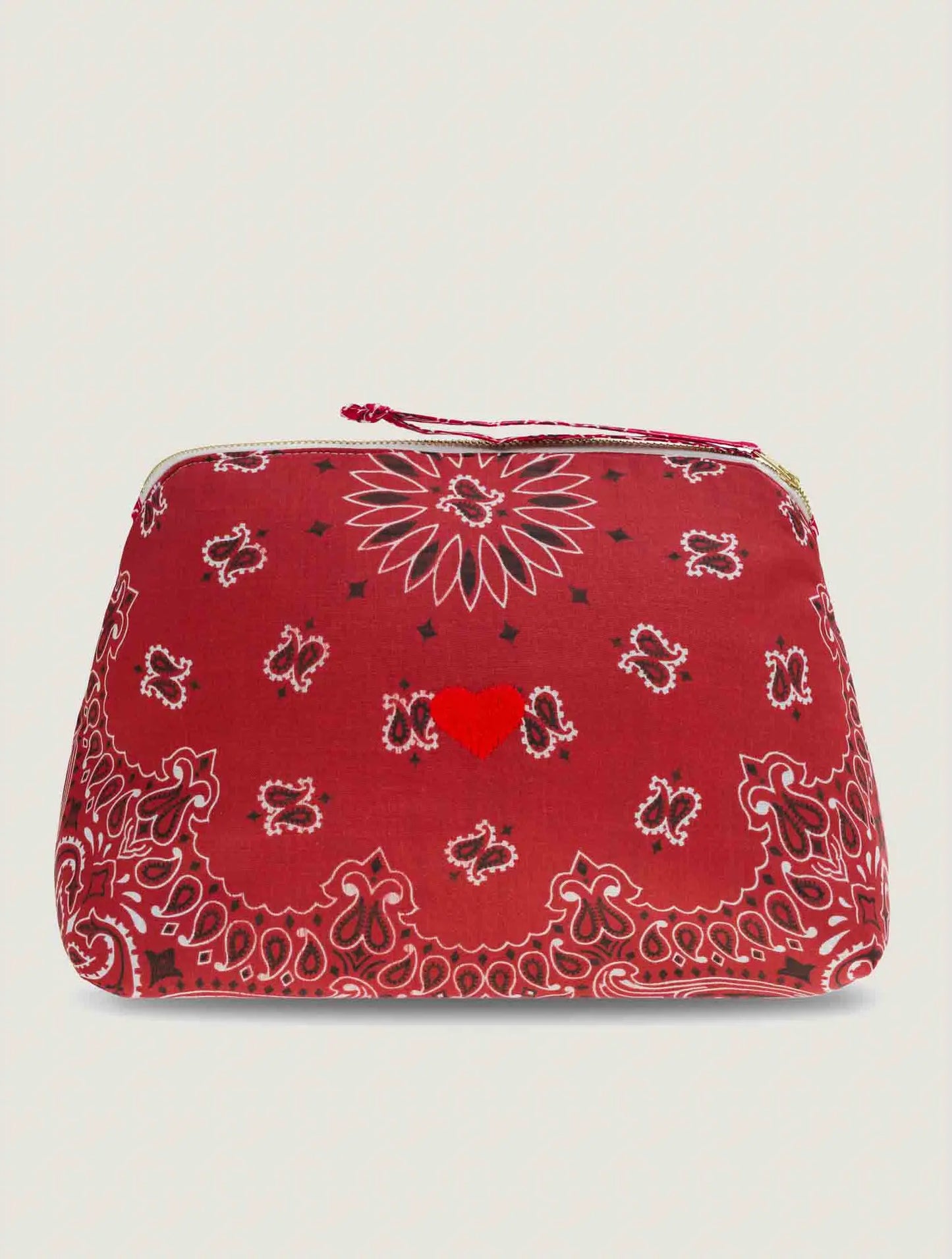 Red bandana large cosmetic pouch for makeup