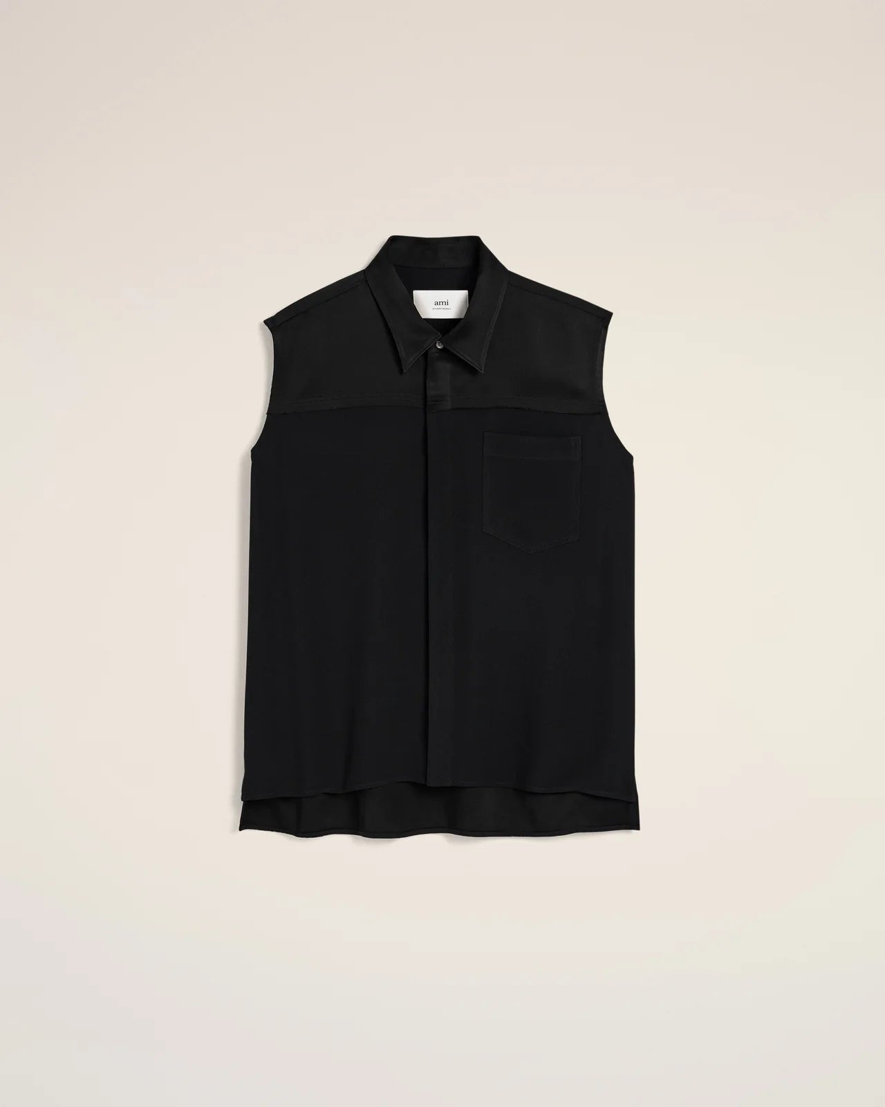 Ami Black Contrasted Sleeveless Shirt