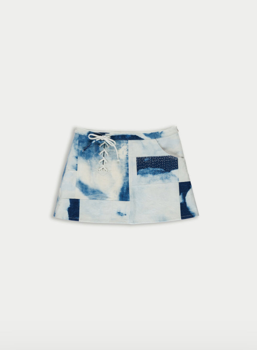 La Fetiche Thelma-01 Denim Patchwork Mini Skirt