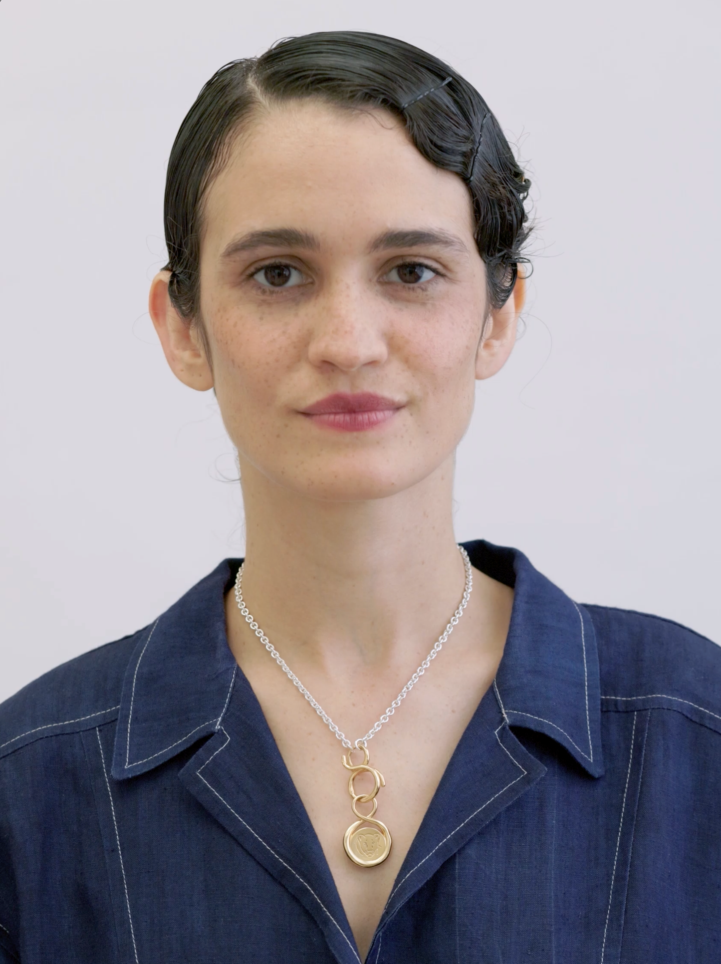 LAH Le Fil Necklace in Passivated Silver and 18K Gold Vermeil