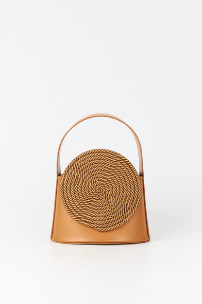DESTREE Gunther Tabacco Leather Bag with Passementerie Detail