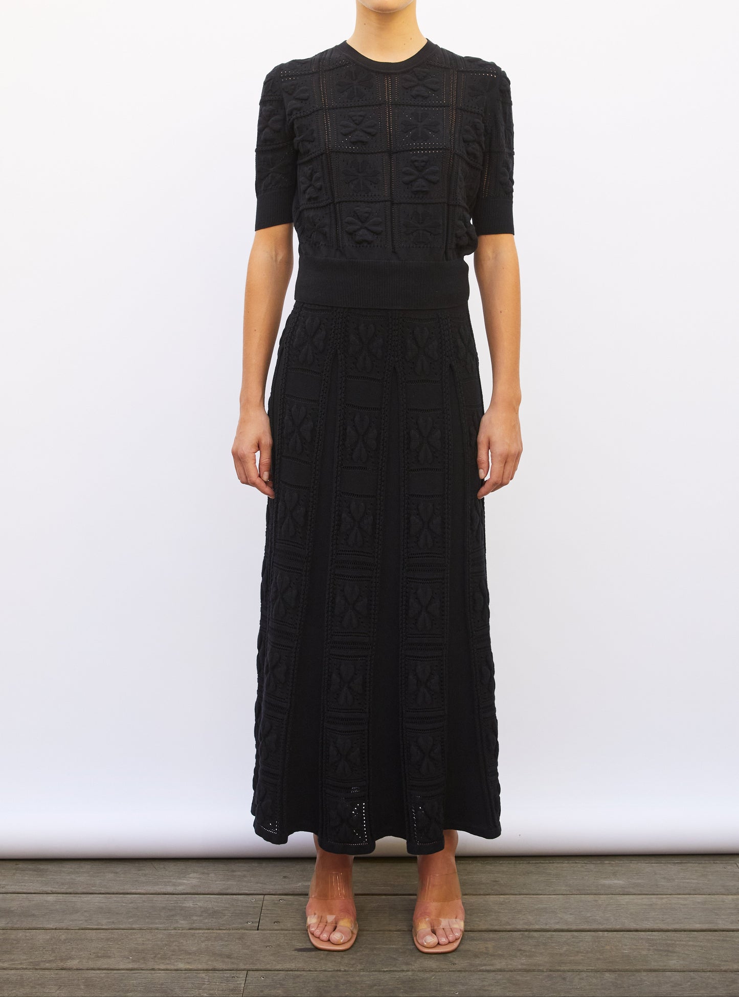 Molli Elda Long Skirt with Embossed Clover Motif