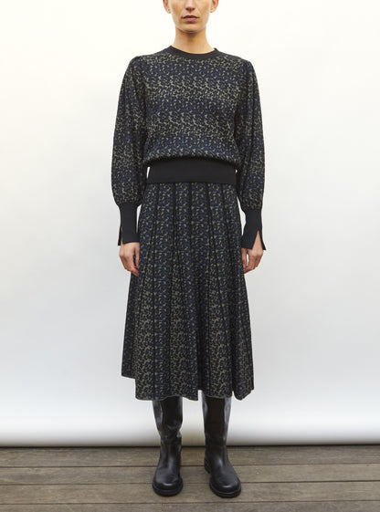 Molli Feline Knit Skirt in Leopard Jacquard