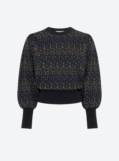 Molli Felin Fine Knit Top in Leopard Jacquard