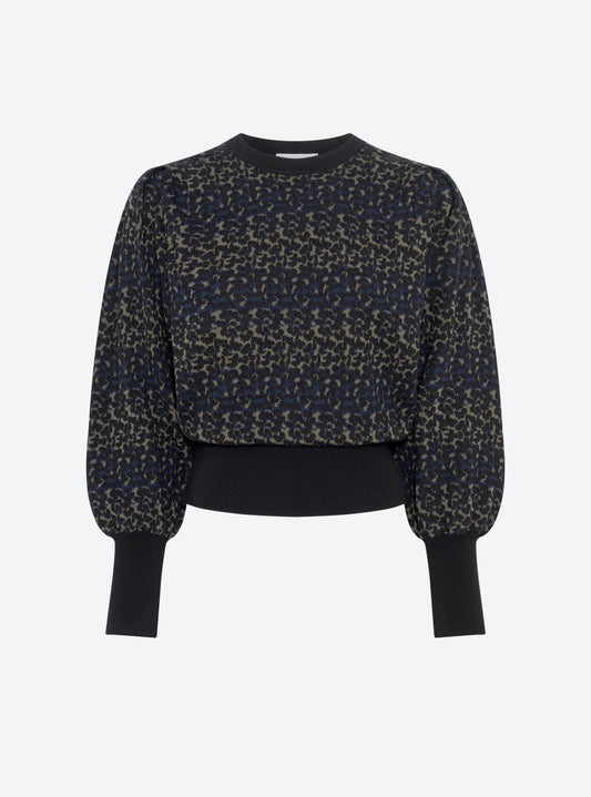 Molli Felin Fine Knit Top in Leopard Jacquard