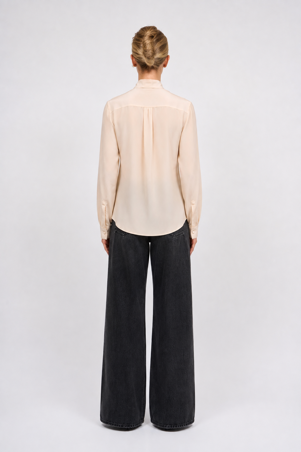Back view of the Paul & Joe Lucas nude silk blouse