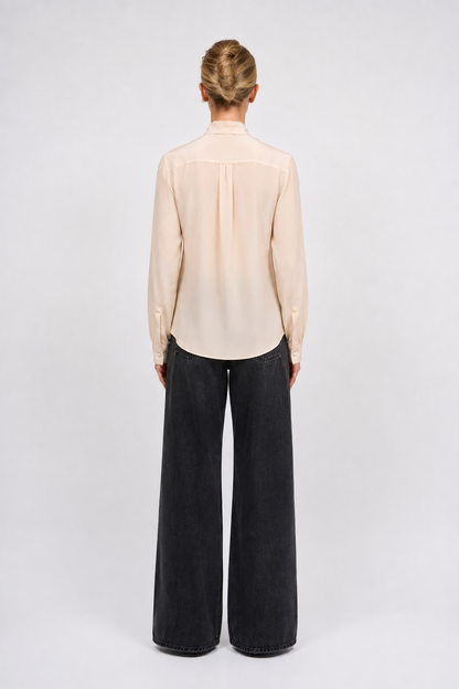 Back view of the Paul & Joe Lucas nude silk blouse