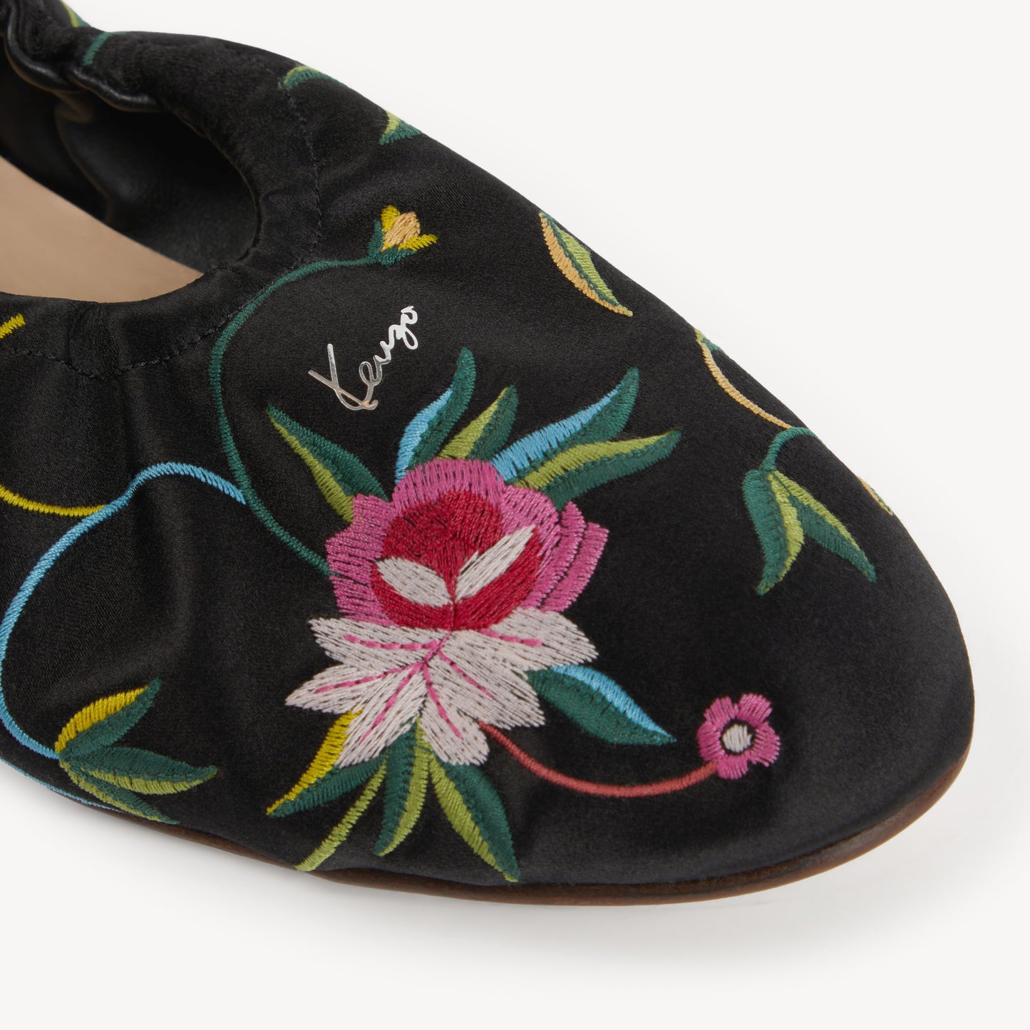 Kenzo Ballet Ballerinas in Emboidered Satin