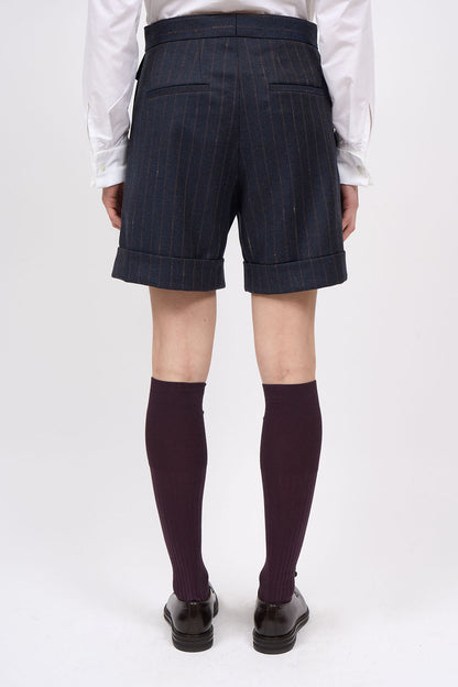 Back view of the Paul & Joe Anya navy striped wool Bermuda shorts