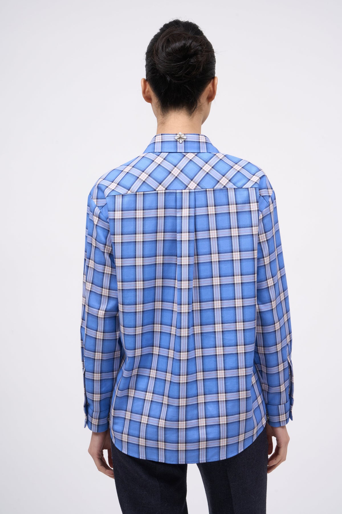 Back view of the Paul & Joe Carat blue checked poplin shirt