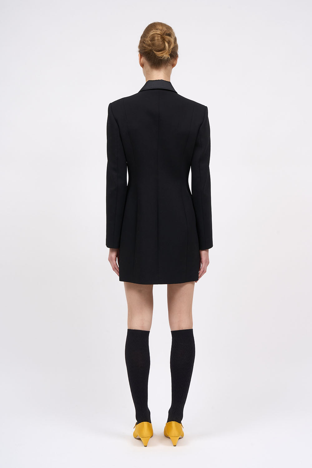 Back view of the Paul & Joe Karmen black wool coat dress