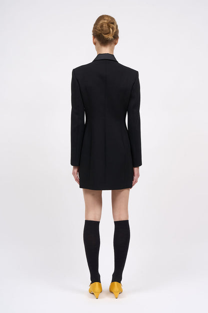 Back view of the Paul & Joe Karmen black wool coat dress