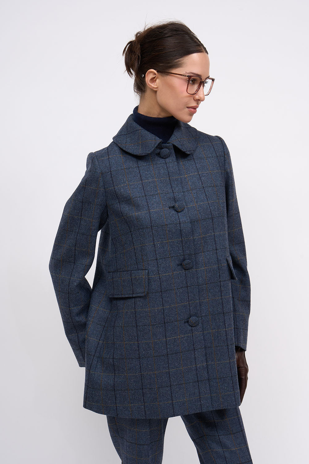 Paul & Joe Milton blue Abraham Moon plaid jacket, waist-up front view