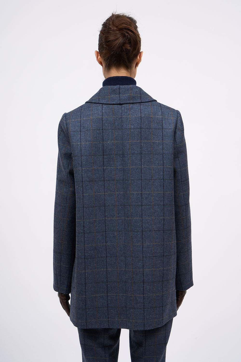 Back view of the Paul & Joe Milton blue plaid wool jacket