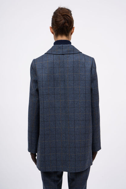 Back view of the Paul & Joe Milton blue plaid wool jacket