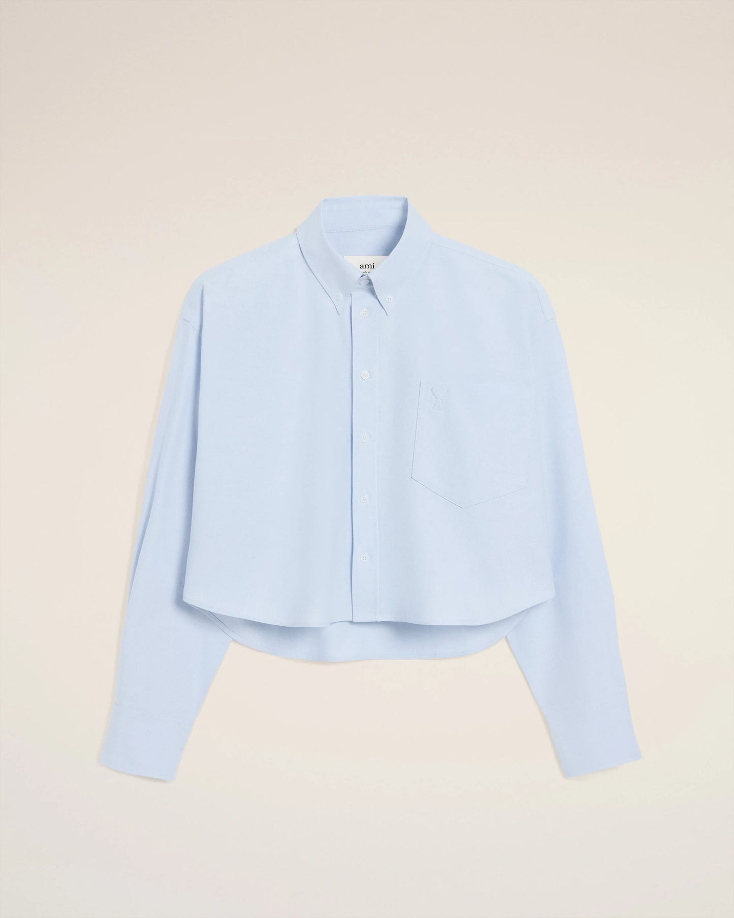 Ami Blue Cotton Ami de Coeur Cropped Oversized Shirt
