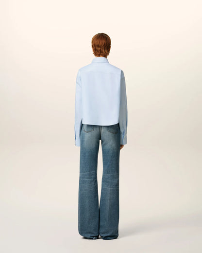 Ami Blue Cotton Ami de Coeur Cropped Oversized Shirt