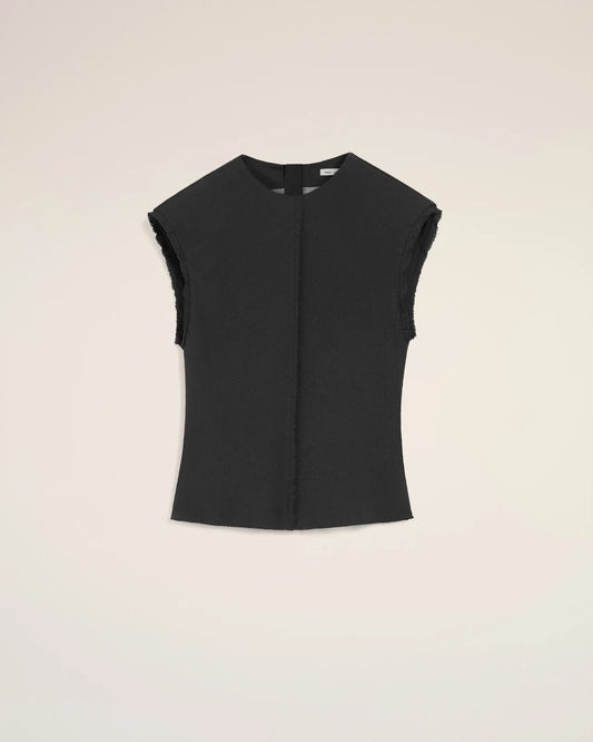 Ami Sleeveless Raw Edge Details Top