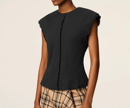 Ami Sleeveless Raw Edge Details Top