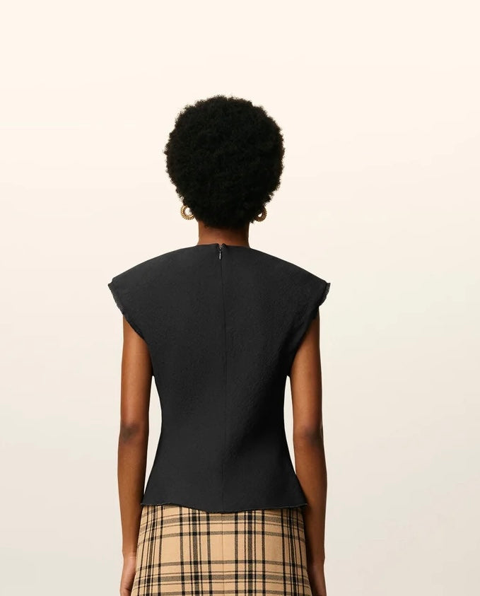 Ami Sleeveless Raw Edge Details Top