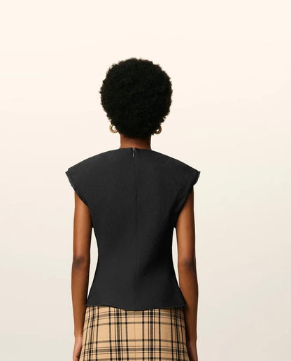 Ami Sleeveless Raw Edge Details Top