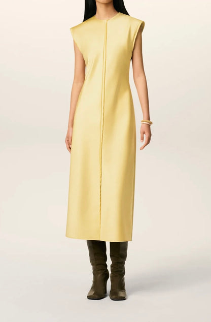 Ami Long Dress with Raw Edge Details