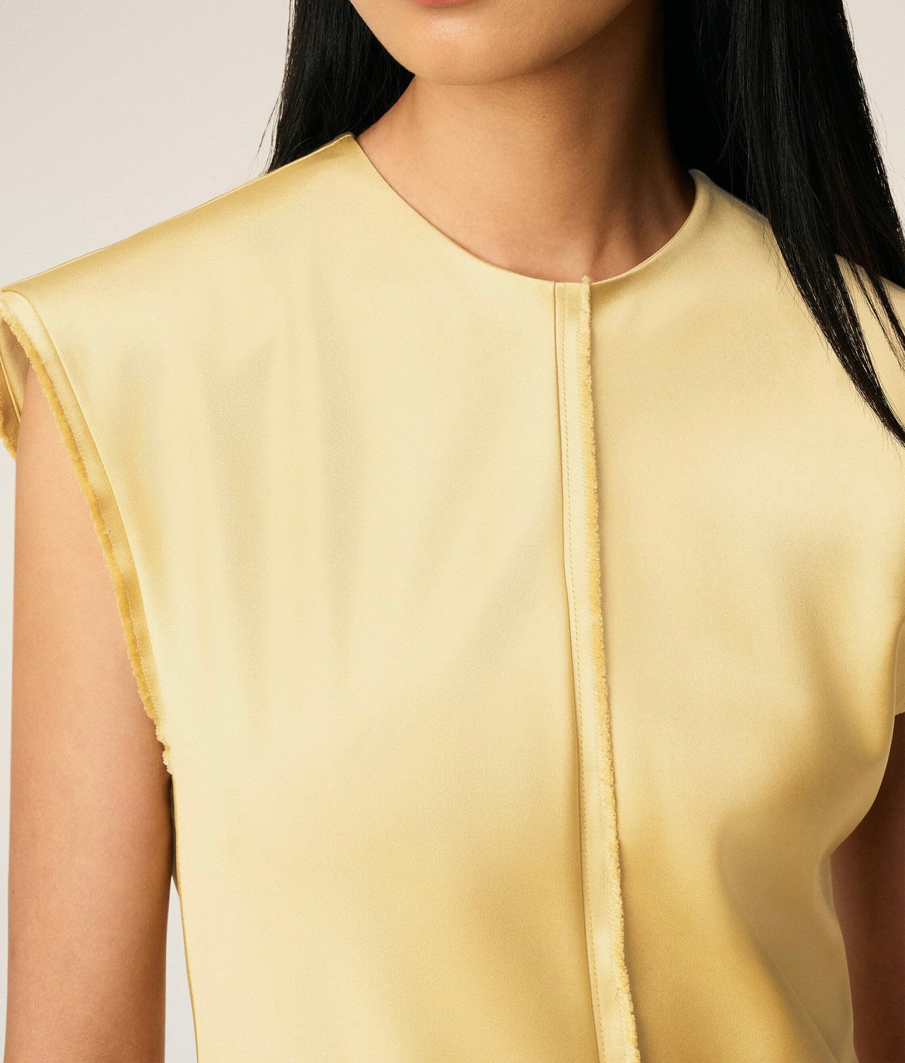 Ami Long Dress with Raw Edge Details