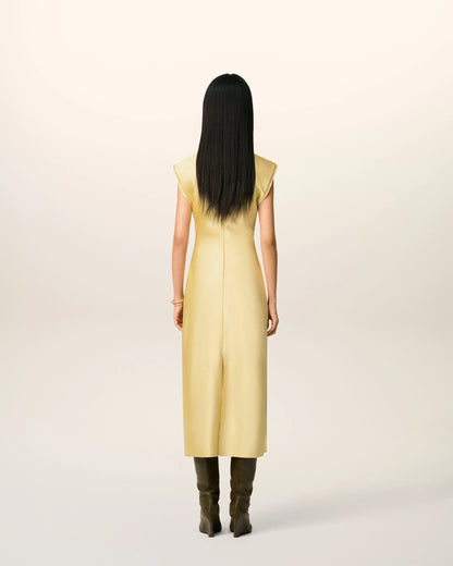 Ami Long Dress with Raw Edge Details