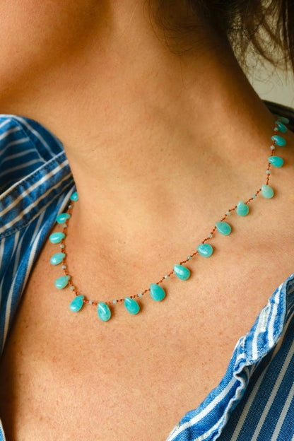 Ivarene Beetle Drops & Beads Amazonite Necklace