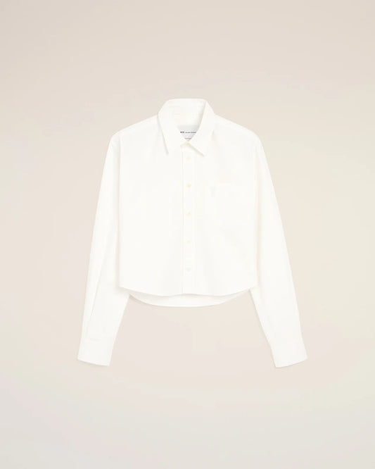 Ami White Cotton Ami de Coeur Cropped Classic Shirt