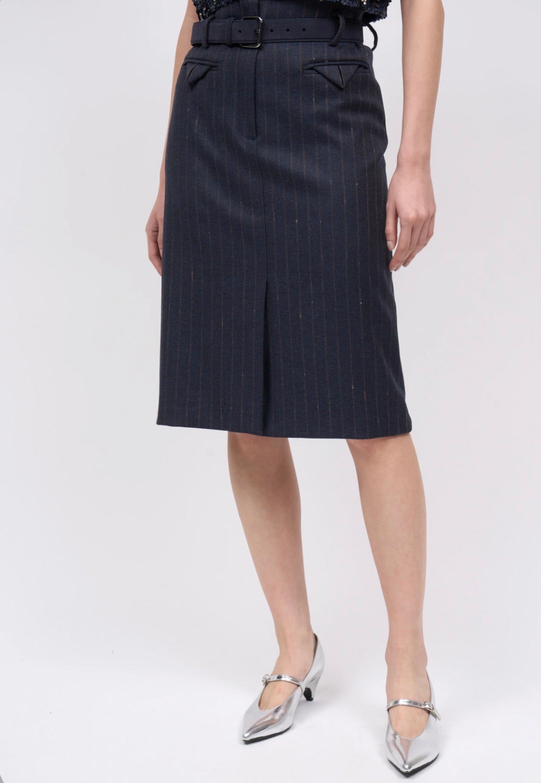 Paul & Joe Sixtine Striped Wool Twill Pencil Skirt