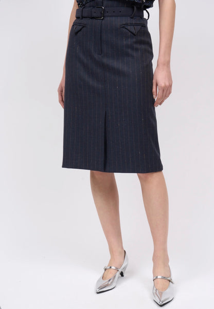 Paul & Joe Sixtine Striped Wool Twill Pencil Skirt