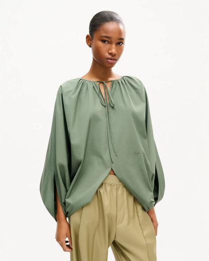 Kenzo Oversized Pleated Blouse in Cotton Poplin