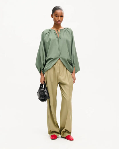 Kenzo Oversized Pleated Blouse in Cotton Poplin