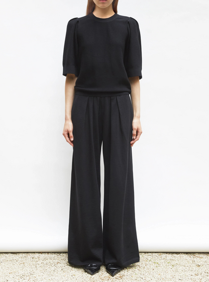 Molli Tournesol Pleated Elbow-Length Sleeved Knit Top