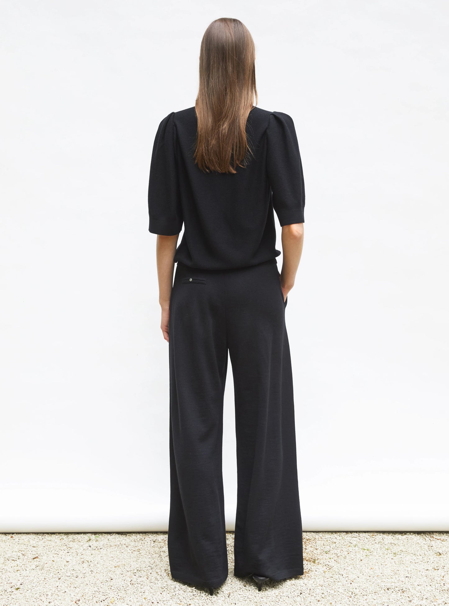Molli Tournesol Pleated Elbow-Length Sleeved Knit Top