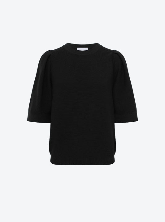 Molli Tournesol Pleated Elbow-Length Sleeved Knit Top