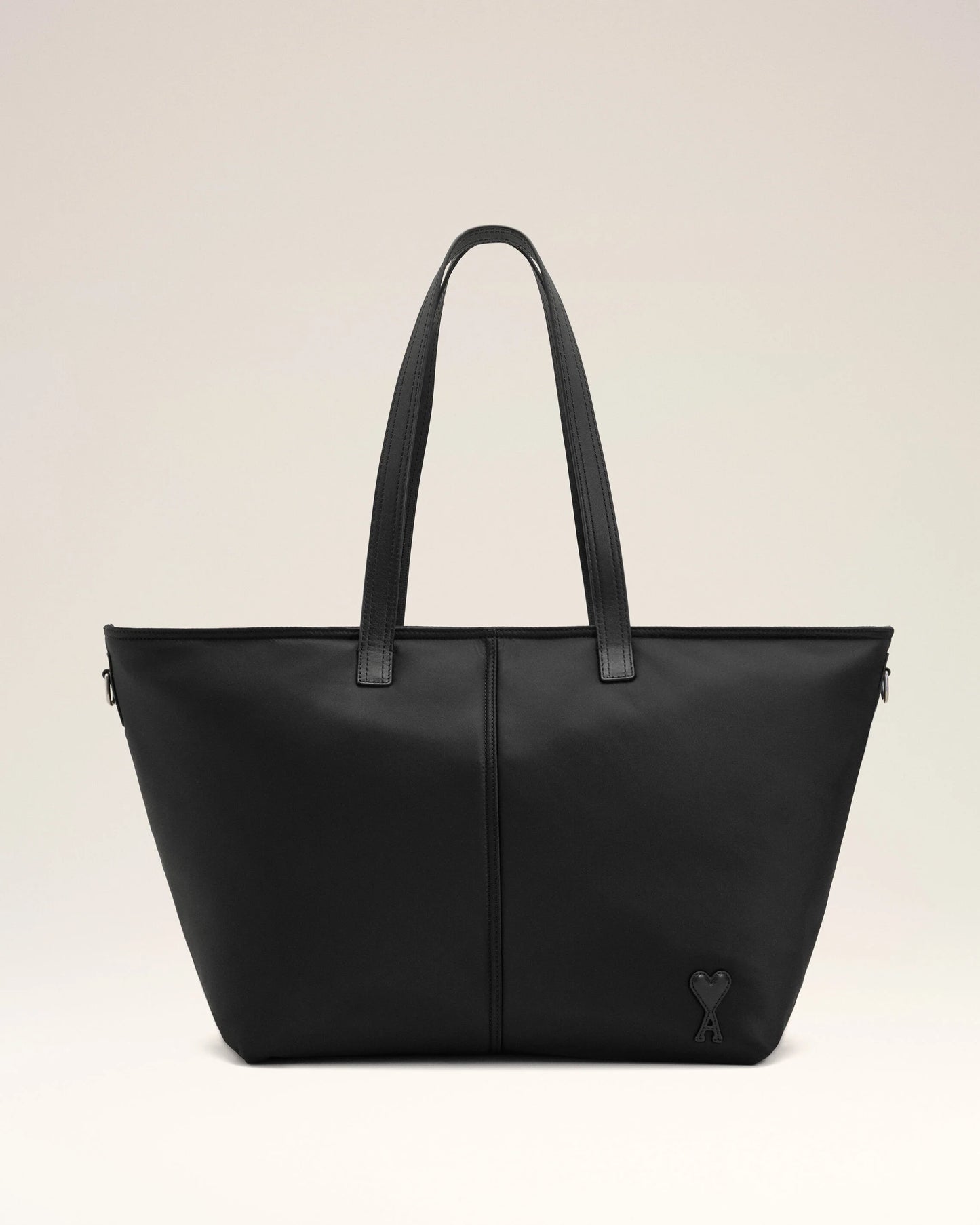 Ami Black Nylon Marcel Small Shopping Bag
