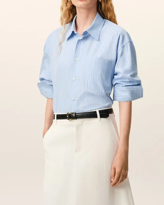 Ami Blue Long Sleeve Boxy Shirt