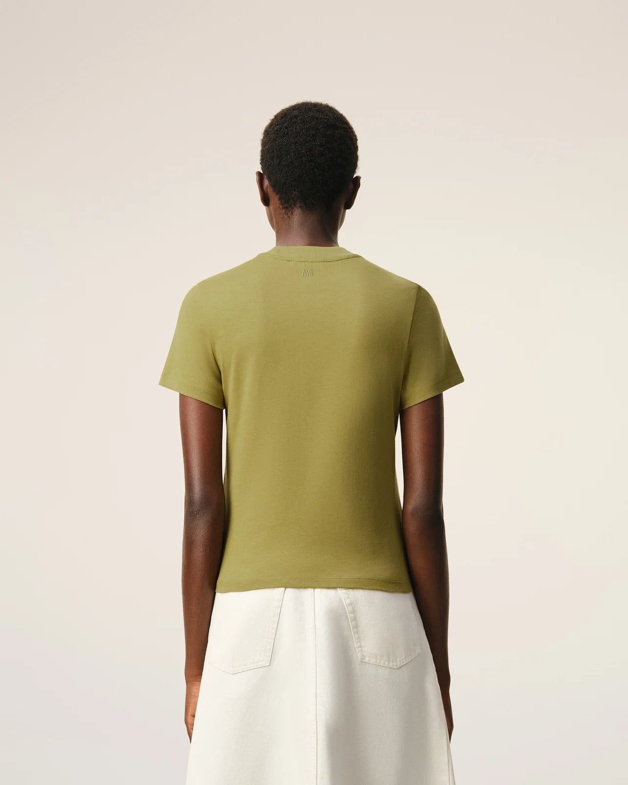 Ami Green Ami de Coeur Cropped T-Shirt