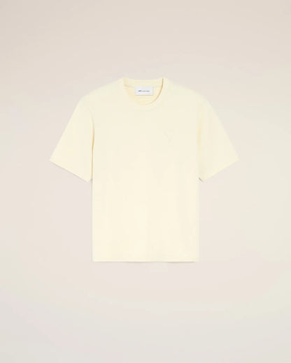 Ami Ivory Cotton T-Shirt with Embossed Ami de Coeur