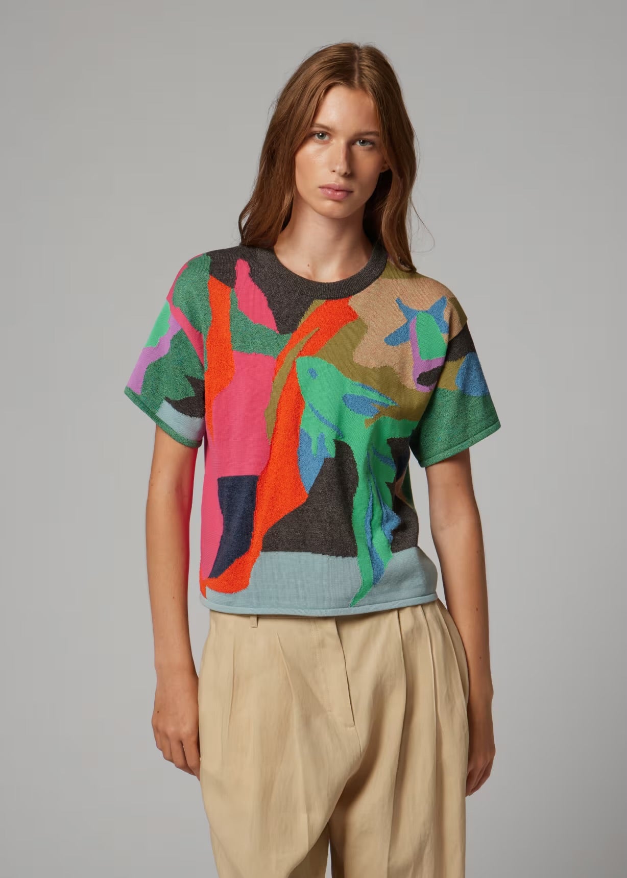 Paul Smith Knitted 'River Collage' Short Sleeve Top - V11247