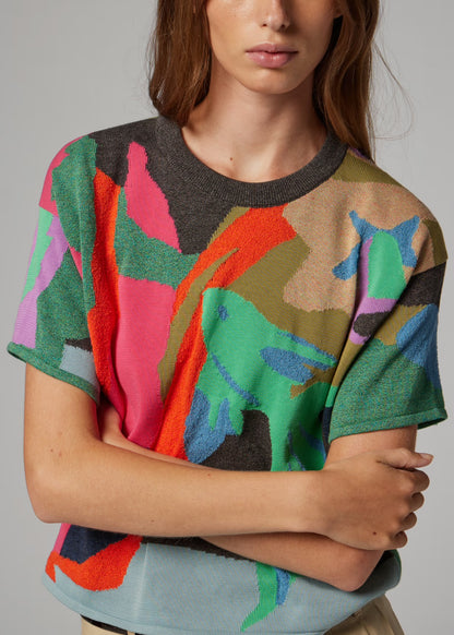 Paul Smith Knitted 'River Collage' Short Sleeve Top - V11247