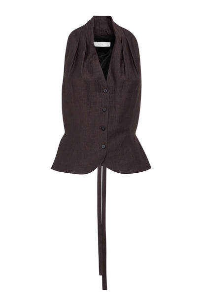 Tela Cedro Linen Viscose Vest with Buttons