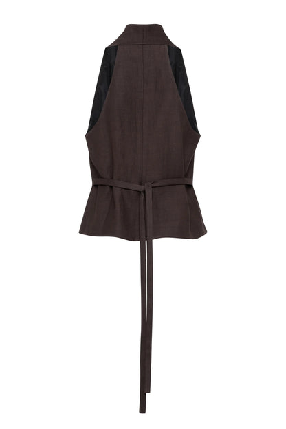 Tela Cedro Linen Viscose Vest with Buttons