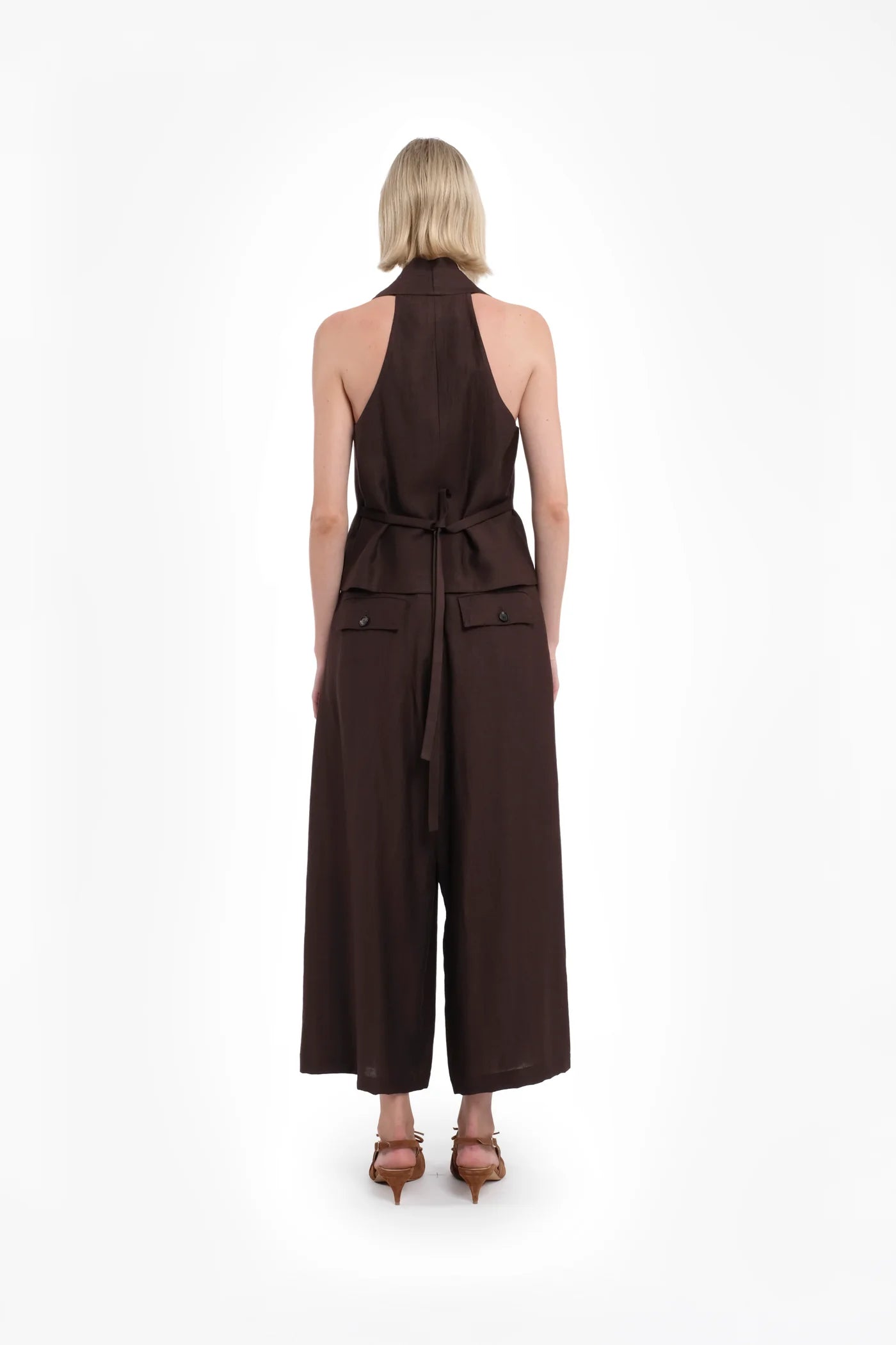 Tela Cedro Linen Viscose Vest with Buttons